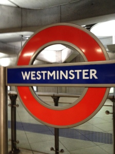 Westminster Tube Stop in London