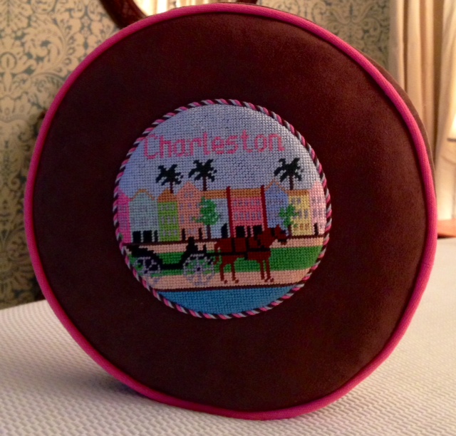Charleston, South Carolina Needlepointed Button Pillow